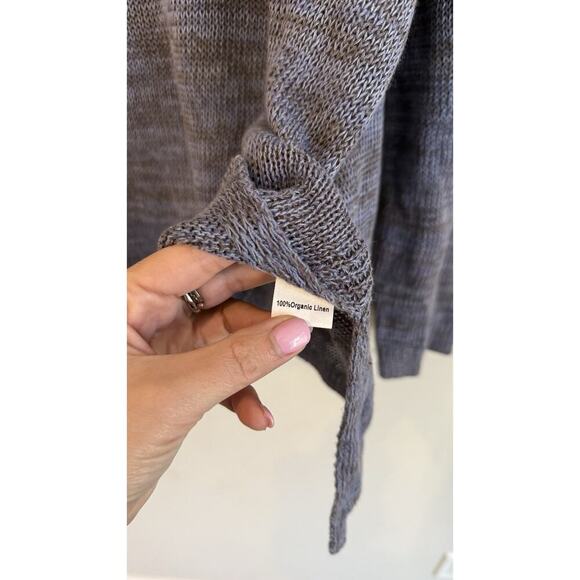 EILEEN FISHER Sweater Small Organic Linen Tunic Long Sleeve Pullover Blue 1792 - Picture 5 of 9